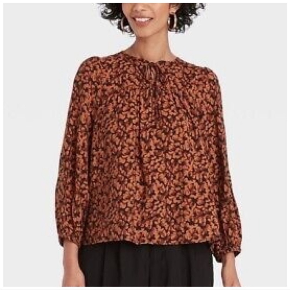 A‎ New Day floral blouse top womens size large